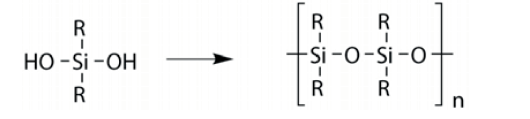 این تراکم چند مولکولی “poly condensation” بین سیلان و دی ال ها باعث ایجاد زنجیره پلیمری میشود